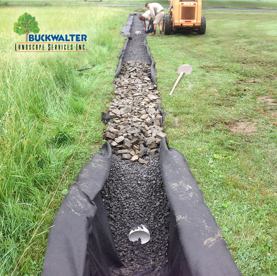French Drain installation by Buckwalter Landscape Services